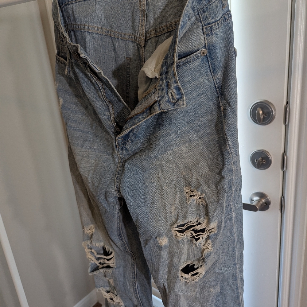 Women's Distressed Blue Flare Jeans